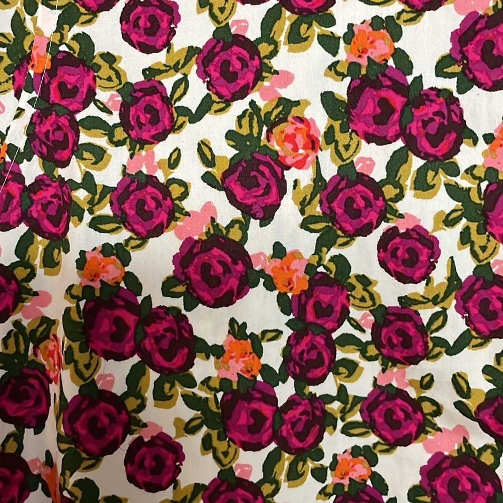 Lands' End size 12 Pink Floral Print No Iron Supima Button Down Shirt - Picture 2 of 7